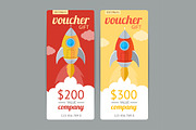 Modern Gift Voucher with Rocket Fly.