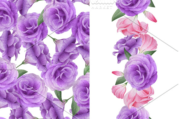 Watercolor lisianthus patterns in Patterns - product preview 1