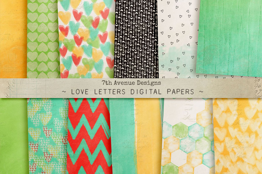 Love Letters Digital Papers in Patterns - product preview 8