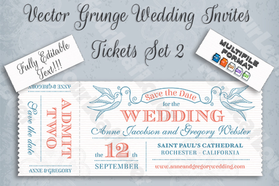 Vector Editable Wedding Invites set2 in Illustrations - product preview 8