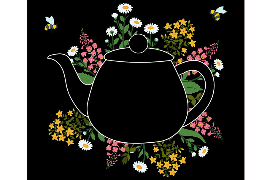 Herbs around the teapot