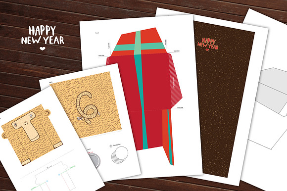 Happy New Year - Greeting card set in Card Templates - product preview 4