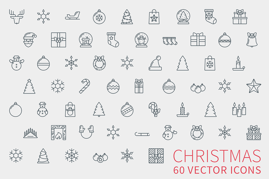 Sale: Christmas Line Icons + Bonus!