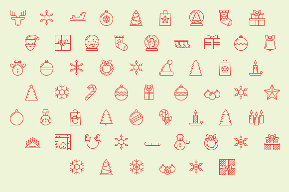 Sale: Christmas Line Icons + Bonus! in Graphics - product preview 2