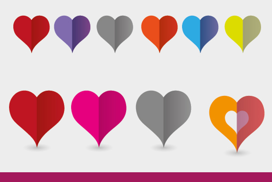 Colorful Flat Hearts (Icons) in Heart Icons - product preview 8