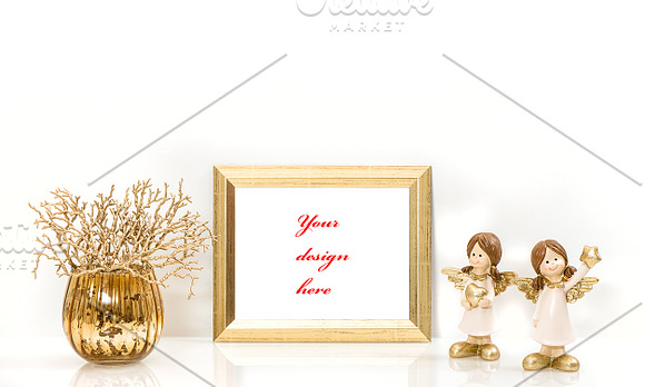 PNG Golden frame. Christmas Angel in Print Mockups - product preview 1