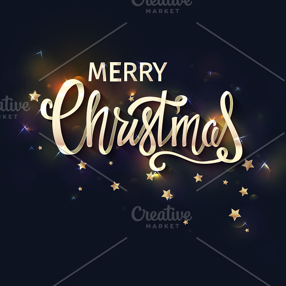 Merry Christmas card with lettering in Illustrations - product preview 1