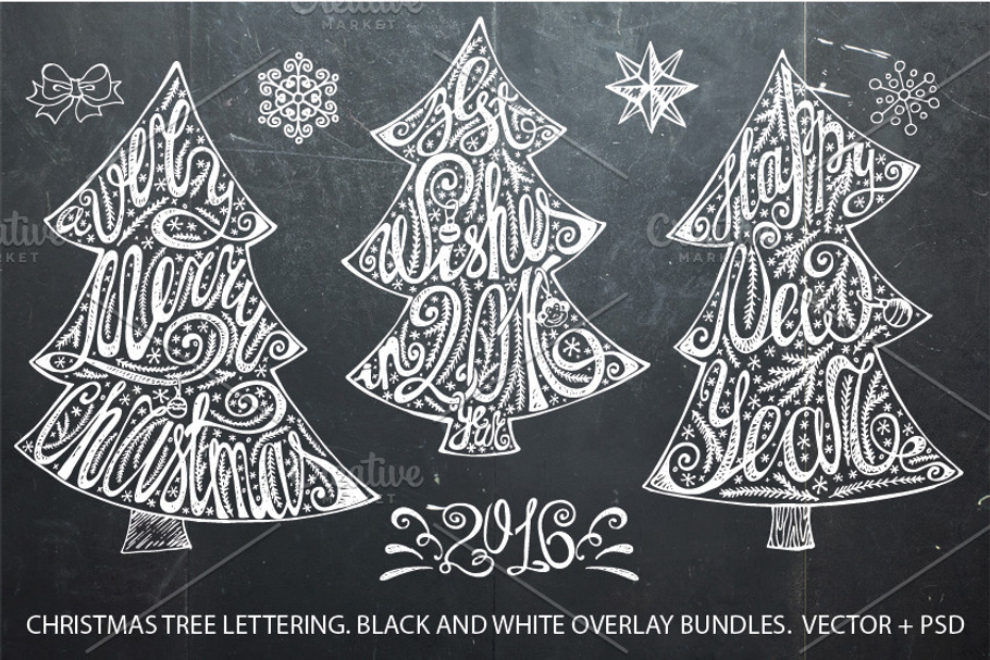 Christmas tree lettering set in Illustrations - product preview 8