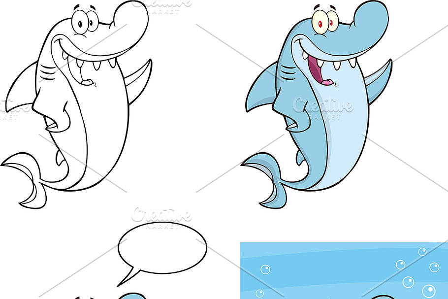Shark Character Collection - 3 in Illustrations - product preview 8