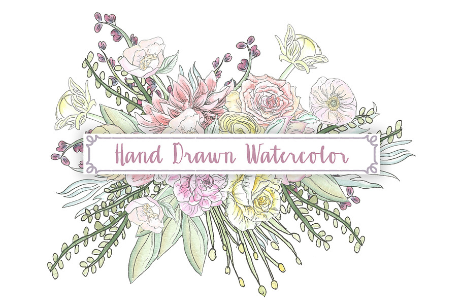 Pastel Watercolor Flower Clipart in Illustrations - product preview 8