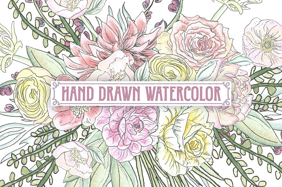 Pastel Watercolor Flower Clipart in Illustrations - product preview 1