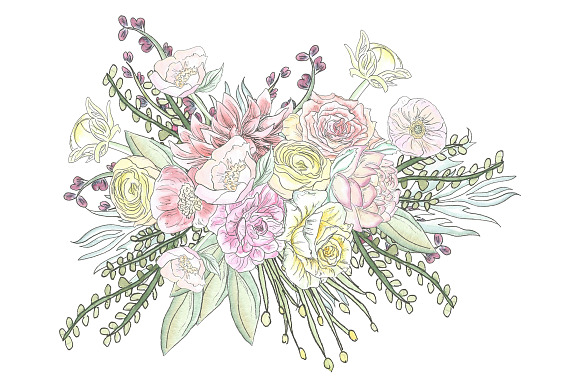 Pastel Watercolor Flower Clipart in Illustrations - product preview 2