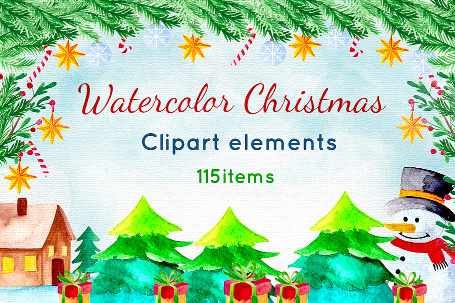 Watercolor Christmas Pack in Illustrations - product preview 8