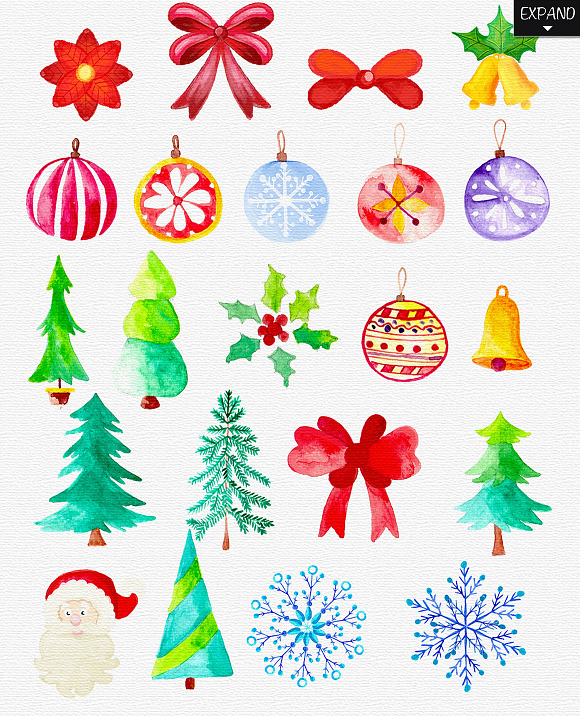 Watercolor Christmas Pack in Illustrations - product preview 3