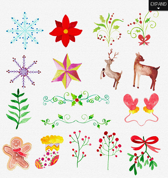 Watercolor Christmas Pack in Illustrations - product preview 4