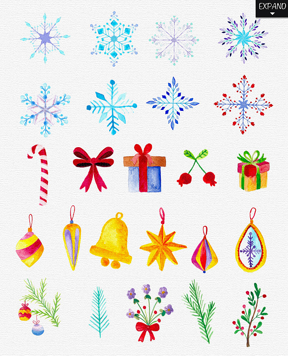 Watercolor Christmas Pack in Illustrations - product preview 6