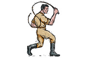 Lion Tamer Bullwhip Isolated Drawing