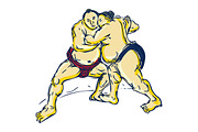 Japanese Sumo Wrestler Wrestling Dra