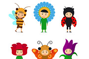 Kids in insect and flower dresses