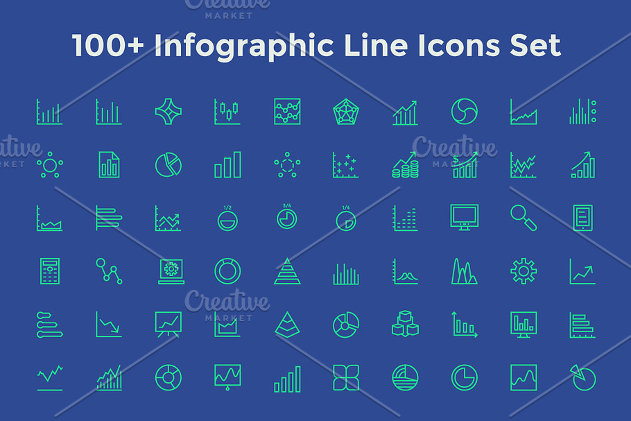 100+ Infographic Line Icons Set