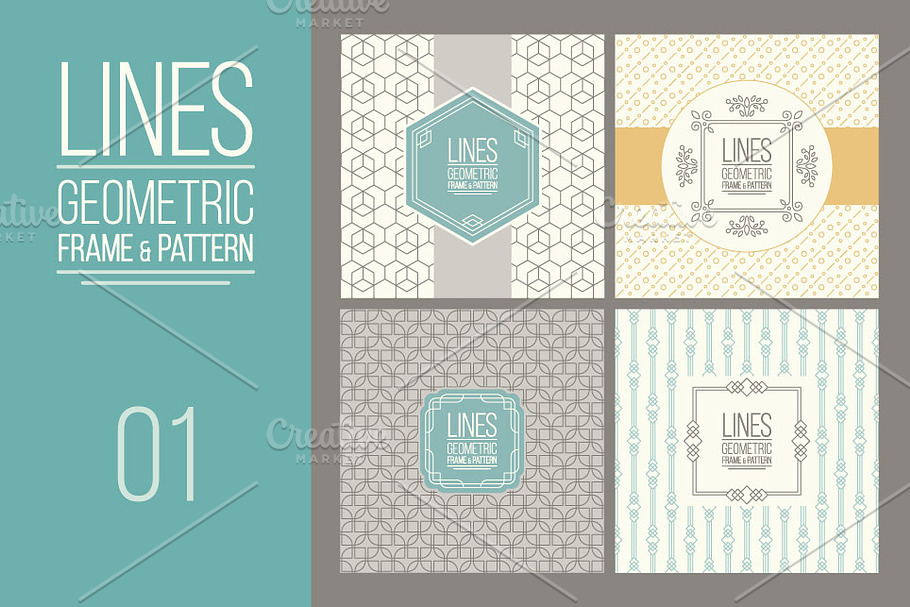 MONOLINE - 4 Patterns & Frames, v01 in Patterns - product preview 8