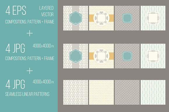 MONOLINE - 4 Patterns & Frames, v01 in Patterns - product preview 1