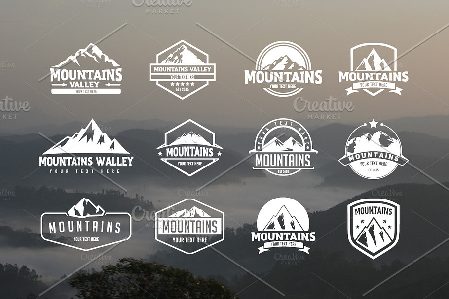 Pack of 12 mountains logo, 62 icons in Logo Icons - product preview 8