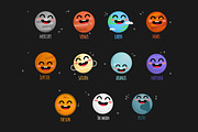 Solar system elements with faces