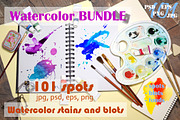 Watercolor spots & backdrops BUNDLE