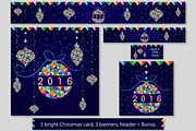 Set of Christmas cards, banners