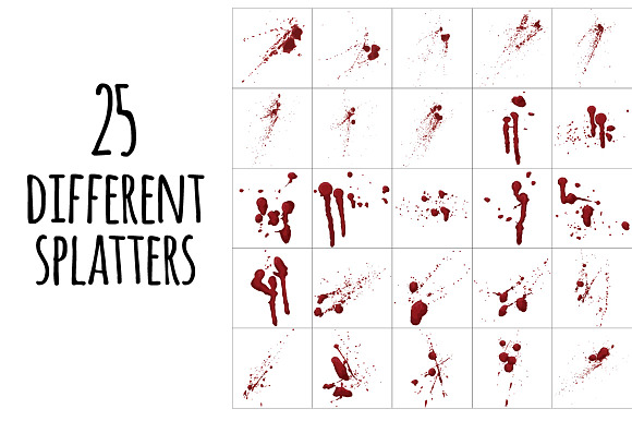 Vector Detailed Blood Splatter Set in Textures - product preview 1