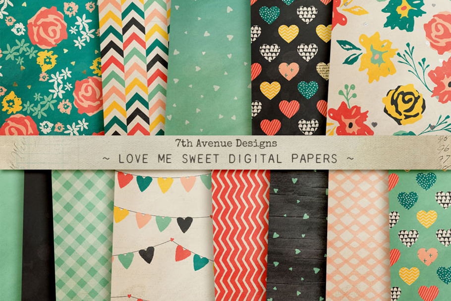 Love Me Sweet Digital Papers in Patterns - product preview 8