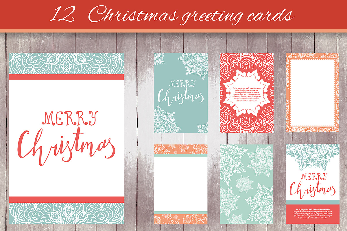 12 Christmas greeting cards - 1 in Postcard Templates - product preview 8