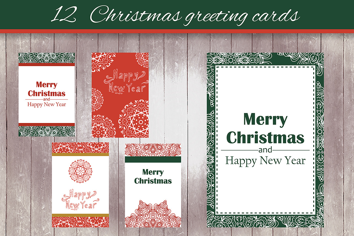 12 Christmas greeting cards - 3 in Postcard Templates - product preview 8