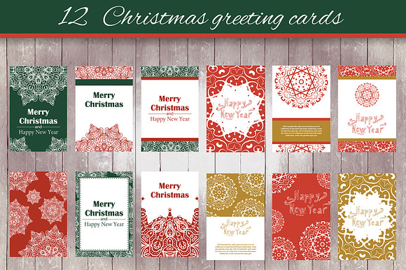 12 Christmas greeting cards - 3 in Postcard Templates - product preview 1