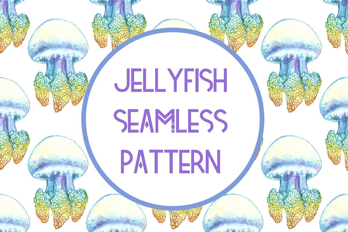 Jellyfish seamless pattern in Patterns - product preview 8