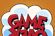 Game over comic bubble retro text