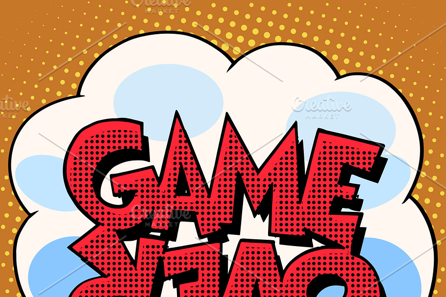 Game over comic bubble retro text in Illustrations - product preview 8