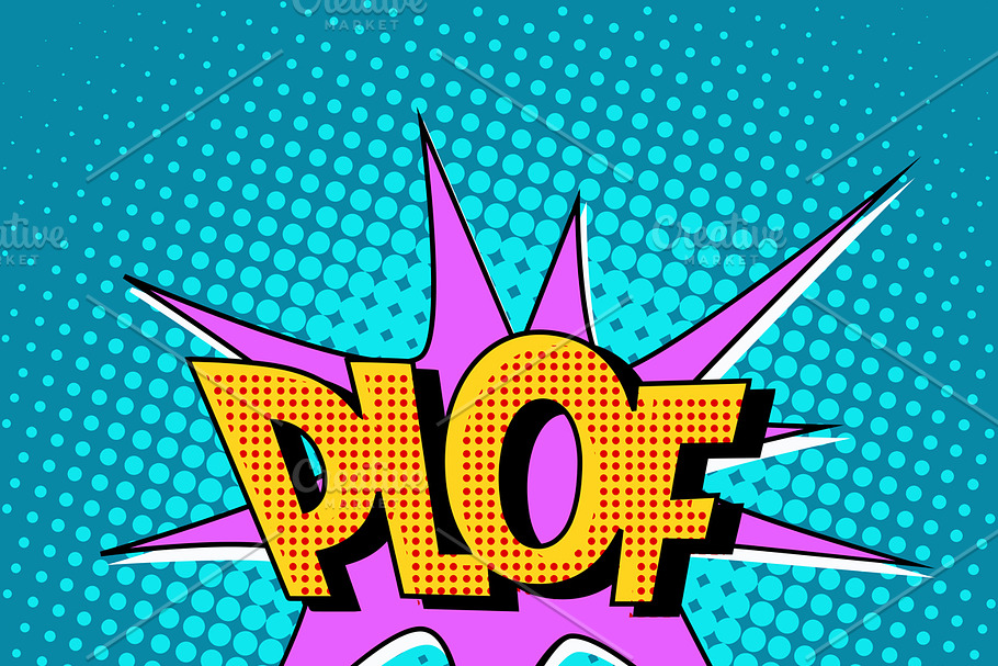 plof comic bubble retro text in Illustrations - product preview 8