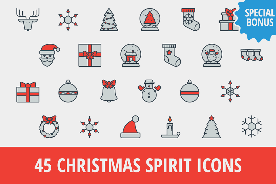 Sale: 45 Christmas Icons + Bonus! in Graphics - product preview 8