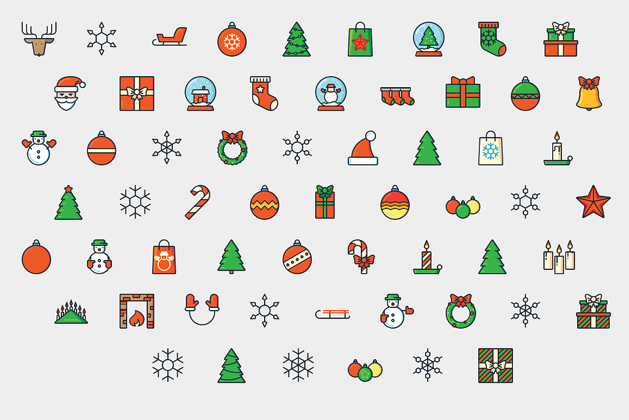 Sale: 60 Christmas Icons + Bonus! in Graphics - product preview 8