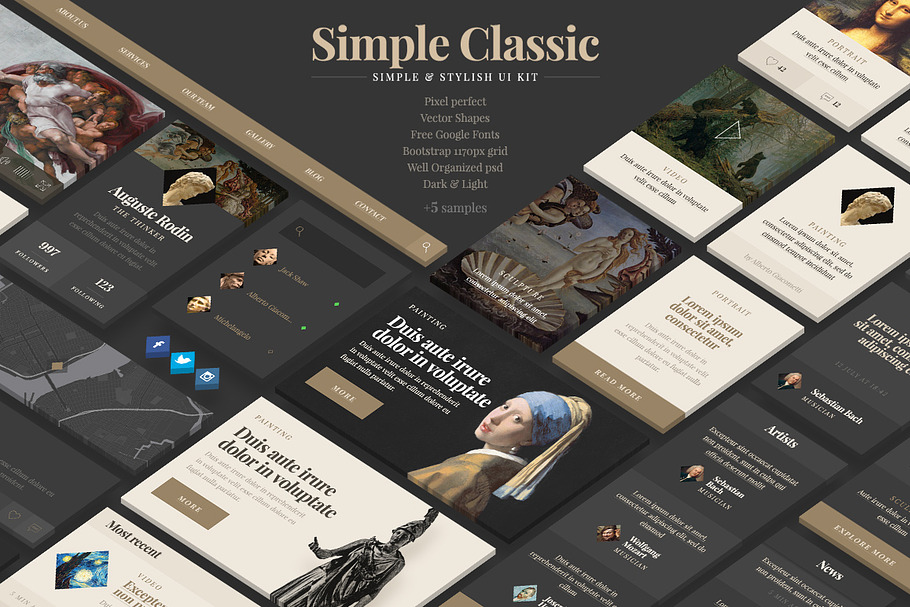 Simple Classic UI Kit in UI Kits and Libraries - product preview 8
