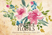 Vintage Florals- Watercolor Clip Art
