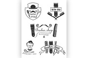 Set of vintage barber shop emblems