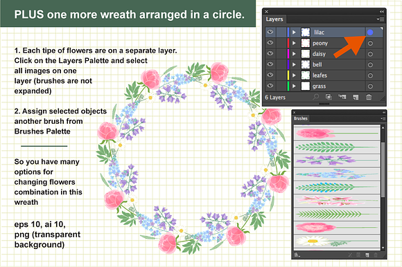Floral vector brushes in Photoshop Brushes - product preview 3