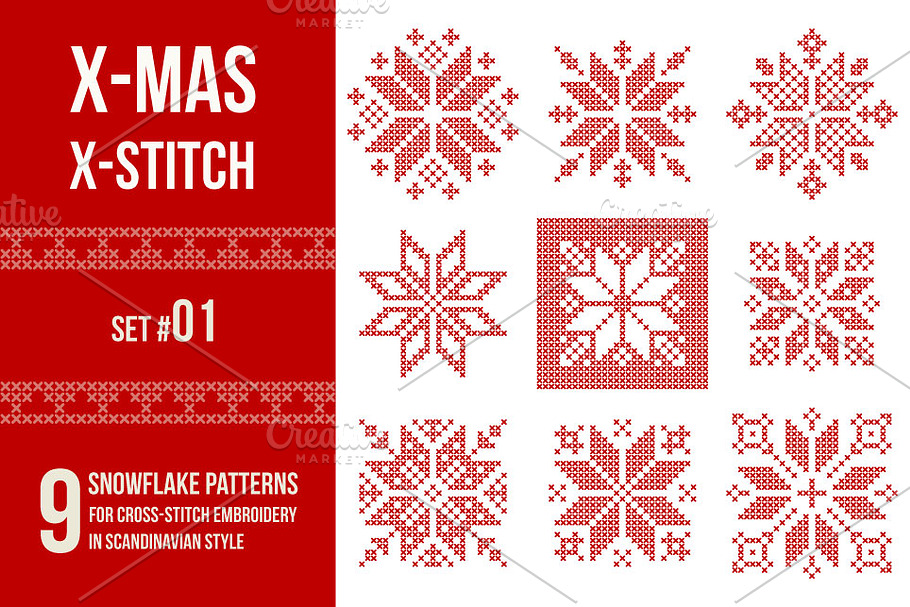 Cross stitch snowflakes patterns, 01 in Objects - product preview 8