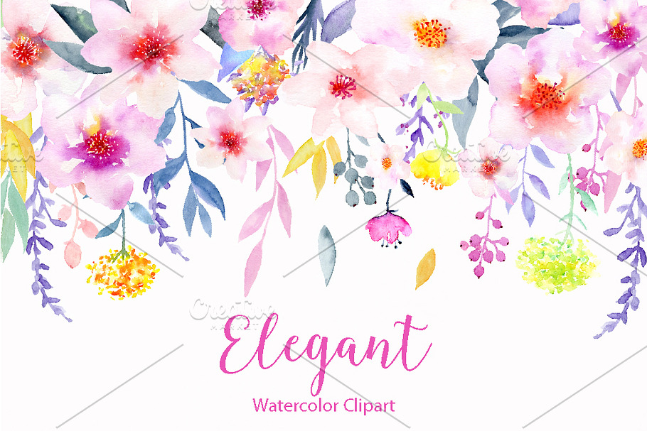 Watercolor Flower Clipart Elegant