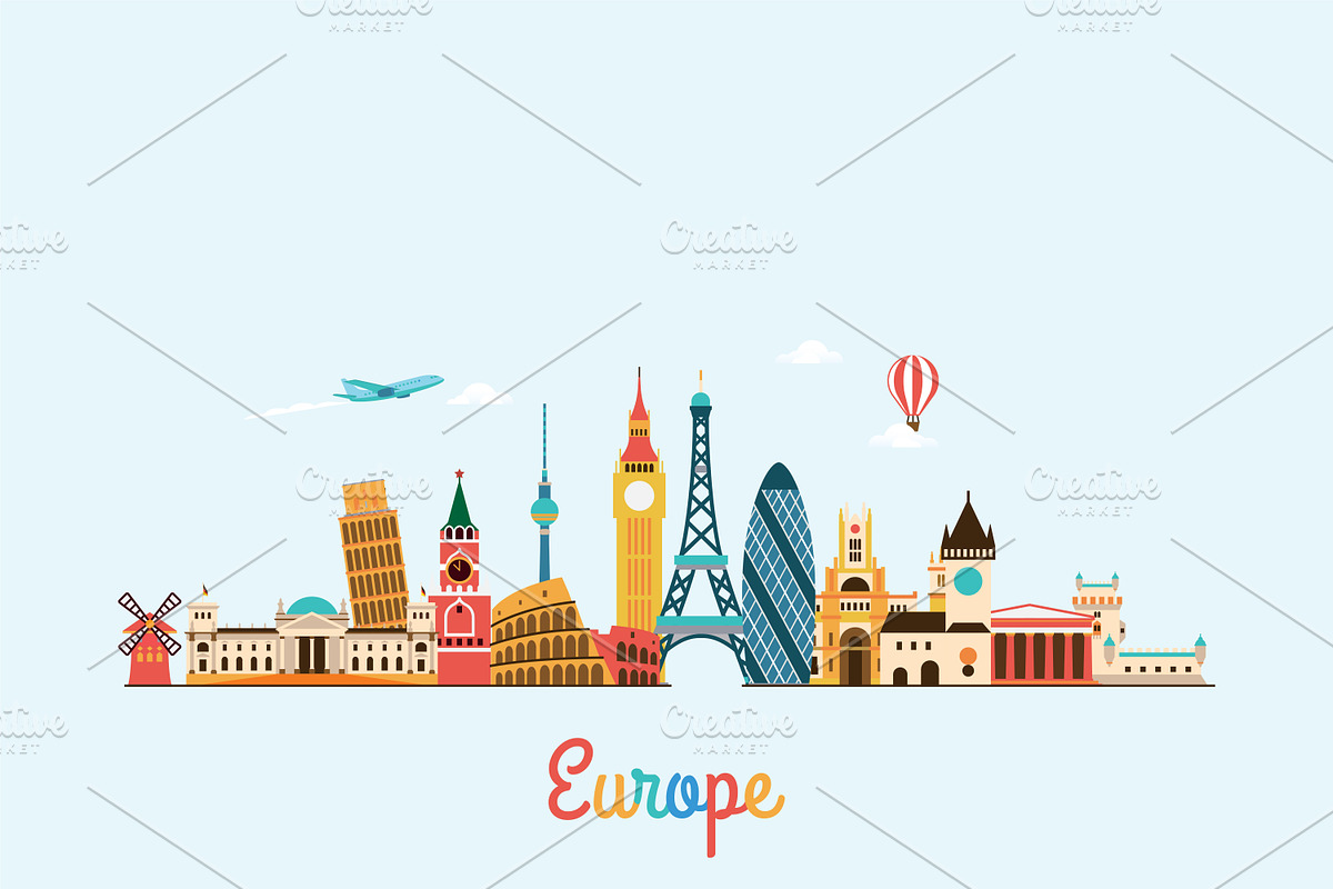Europe skyline in Illustrations - product preview 8