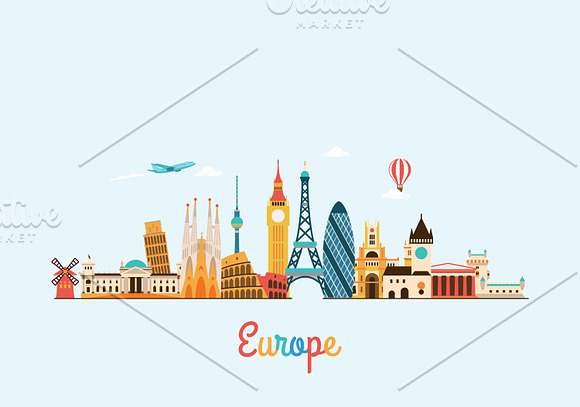 Europe skyline in Illustrations - product preview 1