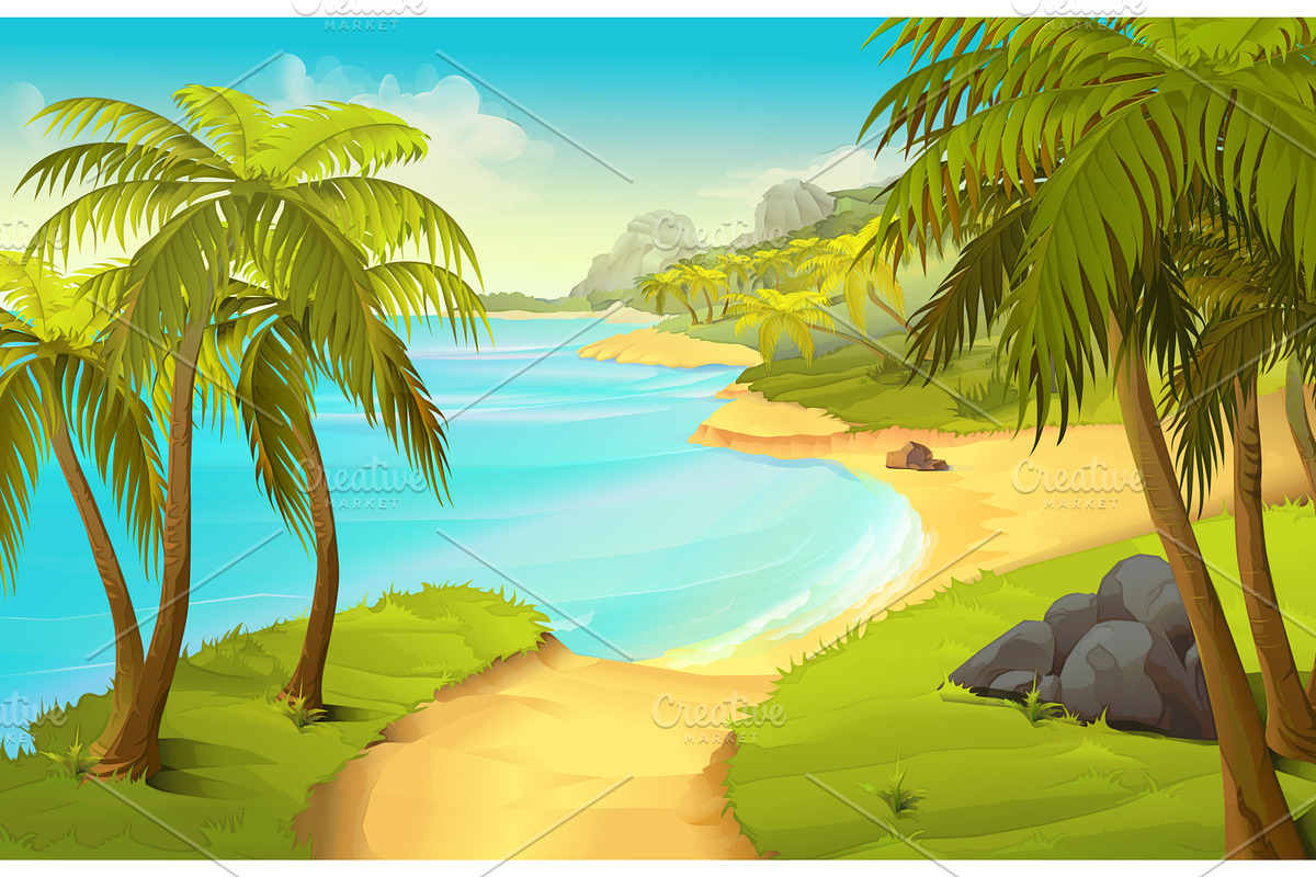 Tropical beach in Illustrations - product preview 8